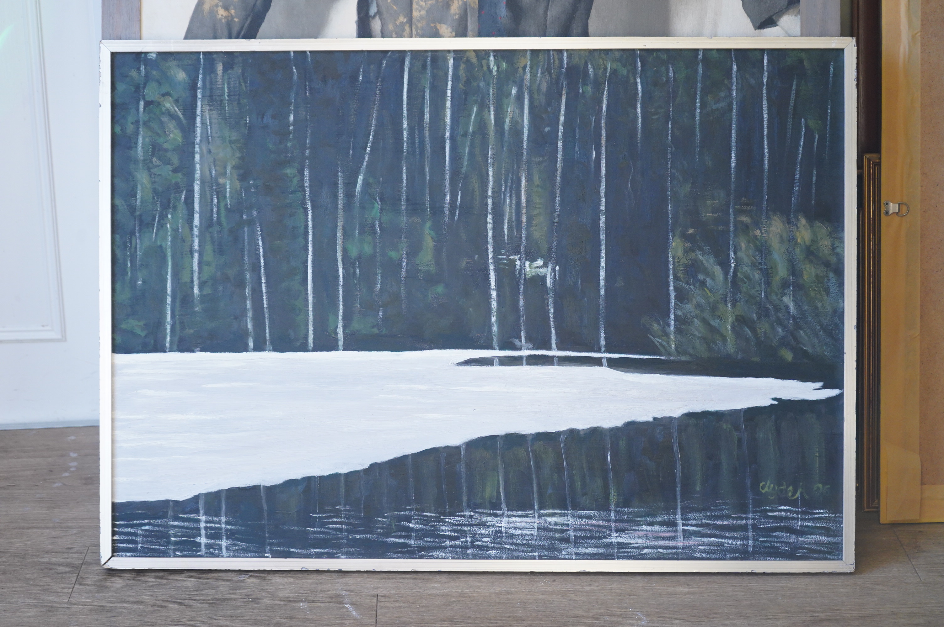 Clyde Holmes (1940-2008), Lakeside landscape, signed and dated '05, details verso, oil on board, 73 x 104cm